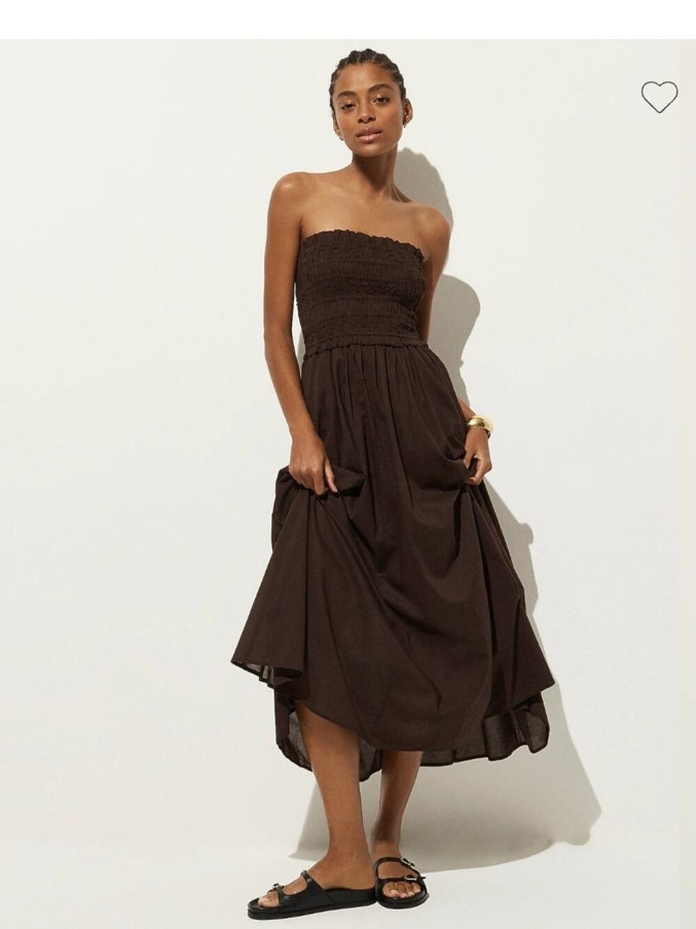 NWOT J. Crew Smocked Maxi Dress In Cotton Voile Inky Expresso L *Flaw